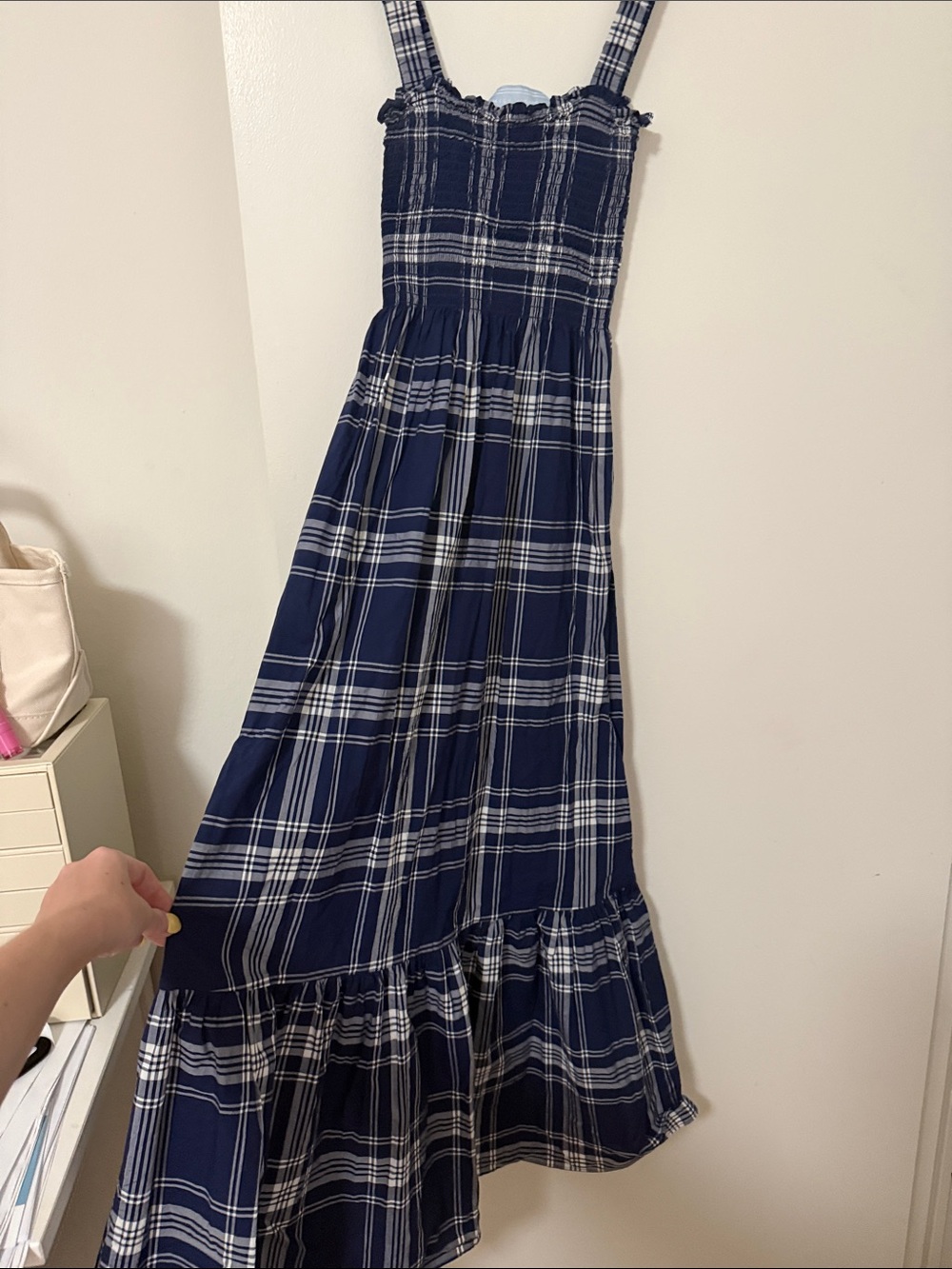 Hill House Home Smocked Navy Plaid Maxi Dress - XS - Picture 3 of 5